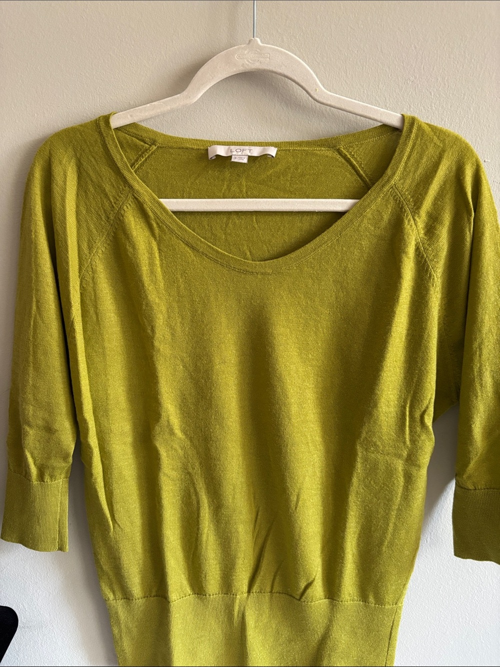 LOFT Chartreuse Scoop Neck Lightweight Women's Sweater